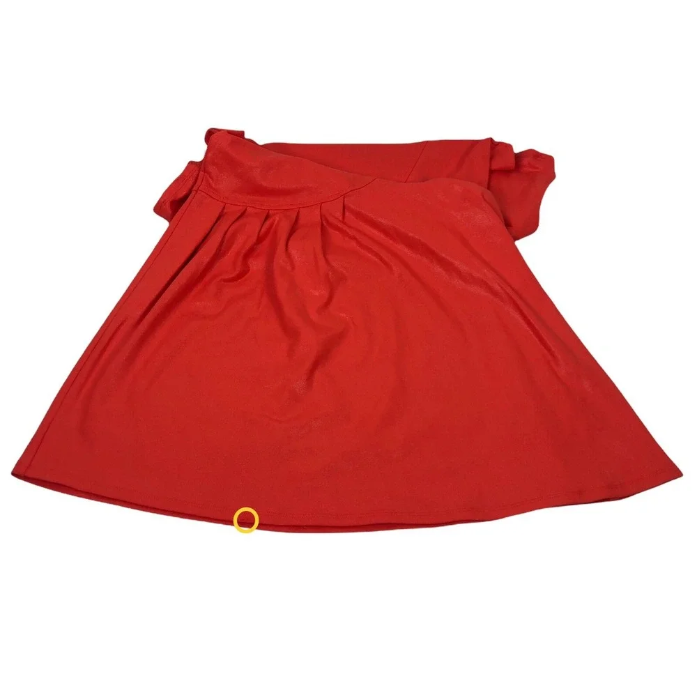 Leith Womens Small Dress Fit Flare Short Orange Nylon Stretch Short Sleeve